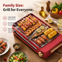 Grill électrique portable grande capacité, facile à nettoyer, barbecue de table Pro-Grill avec plaque amovible, support français pour usage intérieur