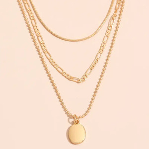 Collana con Ciondolo Ovale Geometrico Vintage per Donne, Catena in Stile Metallico, Gioielli di Moda Quotidiana - Product Image 4