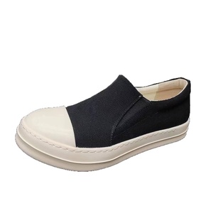 2026 New Premium Black White Two-Tone Slip-On Sneakers Thick Sole <b>Canvas</b> Casual Platform Loafers - Product Image 5