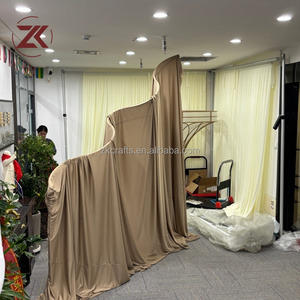 ZKAI Scène de mariage de luxe extérieure, toile de fond en tissu, décoration ondulée en métal, support arqué pour événements - Product Image 3