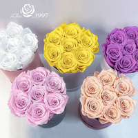 Hfloral Cadeaux Saint Valentin Roses éternelles de longue durée Fleur éternelle Vraies Roses naturelles conservées Fleurs et plantes Rose dans une boîte