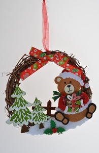 Christmas decoration Wicker wreath festive decorations with Santa Claus/Reindeer/bear decoration - Product Image 3