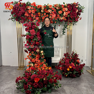SMOOTH HOT - Camino de Mesa de Flores Artificiales Color Naranja Quemado para Decoración de Fondo de Boda - Product Image 3
