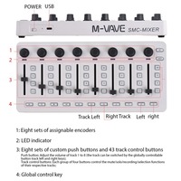 Console de mixage MIDI Control MIDI avec 43 boutons 8 boutons 8 boutons connexion BT batterie/alimentation type-c