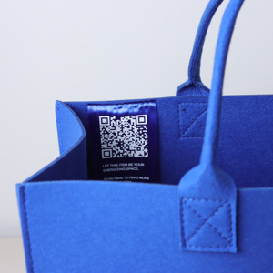 Sac fourre-tout carré moderne en feutre PET personnalisé, écologique, pour le shopping, cadeau promotionnel, bleu – Grande Vente - Product Image 6