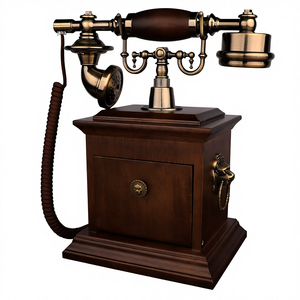 Téléphone fixe antique européen, téléphone fixe antique américain, bois massif, mode créative, rotation sans fil, carte Chine - Product Image 3