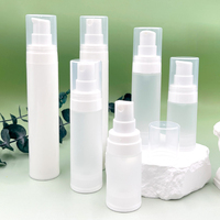 Botol Plastik PP Airless Portabel Kapasitas Kecil 15ml 30ml 50ml Dengan Pompa Lotion atau Pompa Semprot untuk Kemasan Kosmetik