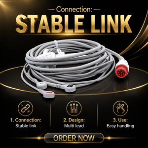 Medizinisches Zubehör Kompatibel mit <span class=keywords><strong>Bionet</strong></span> 3-Leiter-Ozon-EKG-Kabel AHA Snap Direktanschluss ISO-Zertifiziert für Patientengebrauch - Product Image 3
