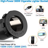 Chargeur USB double QC3.0 40W en aluminium avec prise allume-cigare 12V, voltmètre LED, interrupteur, protection IP65, certifié CE