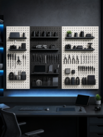 Organisateur mural en métal robuste pour salle de jeu, station de jeu, espace de travail PC, étagère modulaire magnétique en acier
