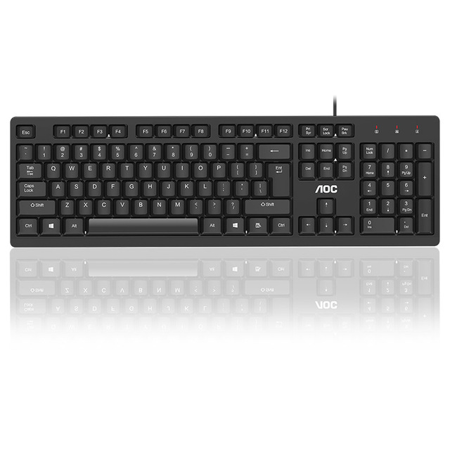 AOC KB161 Wired Keyboard 104 Keys Full Size With Numeric Keypad For Office Desktop Laptop Use
