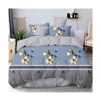 Housse de couette et ensemble de draps en polyester 100% tissu 130GSM avec housses d'oreiller toucher coton