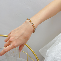 Bracelet chaîne à maillons réglable en acier inoxydable plaqué or PVD pour femme, avec zircone 5A, résistant au ternissement et à l'eau