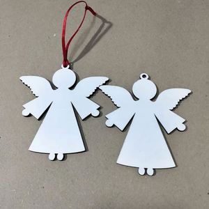 White Round MDF Christmas <b>Tree</b> <b>Ornament</b> with Wigs Hanging Decoration - Product Image 1