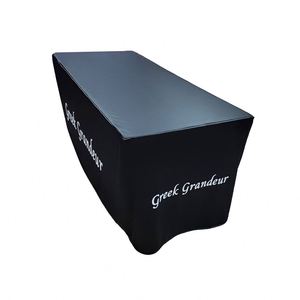 Custom Branded Logo Digital Printed Open Back s Tablecloth Polyester Fitted <b>Table</b> Cover for Market Stall Booth Flags Included - Product Image 3