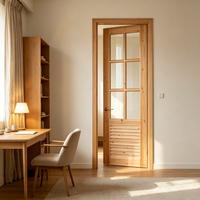 Natural Rustic Solid Fir Louvered Timber Door Untreated Wood Door for Vacation Lodge Decoration