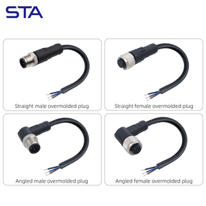 Conector Impermeable M12 <span class=keywords><strong>de</strong></span> 2, 3, 4, 5, 6, 8, 12 Pines, Código B/D, Actuador, Sensor Industrial IoT, IP67, Macho/Hembra, Cable Moldeado, Enchufe <span class=keywords><strong>de</strong></span> Alimentación - Product Image 2