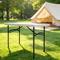 Table pliante en plastique moulé par soufflage pour extérieur, vente en gros d'usine - Empilable et durable, idéale pour hôpitaux, restaurants, parcs et camping