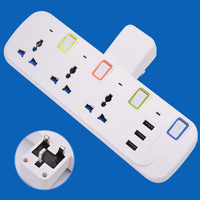 Toma de corriente de extensión inalámbrica EU/UK de alta calidad, 3 cargadores USB, Cable de 5m, enchufe Universal AC220 ~ 240V 10A, toma de pared, 3 salidas CN