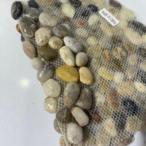 Ciottoli Rotondi Lucidati Multicolore, Piastrelle in Ciottoli Naturali, Mosaico in Pietra di <span class=keywords><strong>Fiume</strong></span>, Piastrelle Decorative per Bordi per Uso Esterno - Product Image 4
