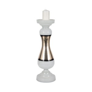 Portacandele a Colonna a Forma di Clessidra, Moderno Candelabro in Vetro per Arredamento Casa, Accenti Contemporanei (Coppia) - Product Image 2