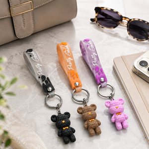 Cute Silicone Bear Keychain Cartoon Animal <b>Key</b> <b>Ring</b> Soft Rubber <b>Bag</b> Charm Pendant Gift Accessory for Kids Women OEM Wholesale - Product Image 6