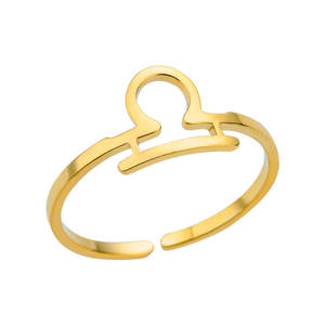 Joyería personalizada para hombres y mujeres, anillos ajustables de acero inoxidable chapados en oro, anillo de pareja con forma de 12 signos del zodiaco - Product Image 6