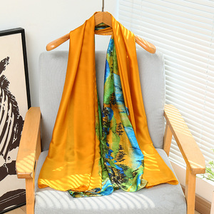 ผ้าพันคอไหมสี่เหลี่ยมลายใหม่ประจำปี 2025 สำหรับผู้หญิง ผ้าไหมซาตินพิมพ์ลายลวดลายลูกไม้ ผ้าคลุมไหล่ยาวบาง ผ้าคลุมตกแต่งภายนอก ผ้าเช็ดตัวชายหาด - Product Image 6