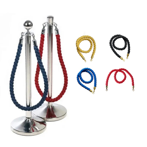 Barriere in Corda di Velluto Rosso Cromato VIP per Code, Pali in Acciaio con Punta a Sfera Argento, Pali per Controllo Folla, Barriere per il Traffico - Product Image 5