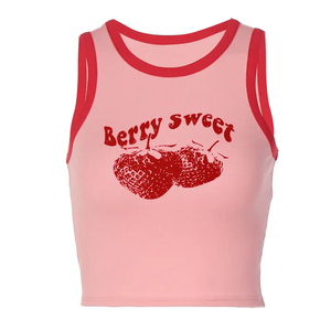 Top corto <span class=keywords><strong>estampado</strong></span> sin mangas para <span class=keywords><strong>mujer</strong></span>, camiseta ajustada, ropa de calle Cool Girl, <span class=keywords><strong>chaleco</strong></span> Retro Sexy - Product Image 4
