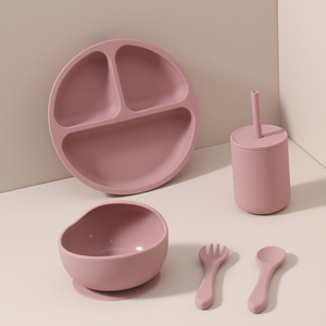 Gift Box <b>Set</b> Bpa Free Silicone Newborn Tableware Children Kids Divided Dish Feeding Spoon Suction Bowl <b>Set</b> <b>Baby</b> Silicone Plate - Product Image 1