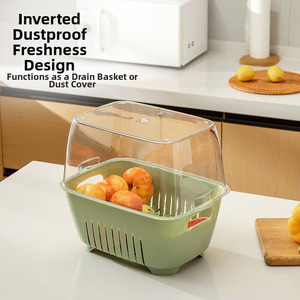 Cesta de drenaje de plástico de doble capa, colador multifuncional para lavar frutas y verduras, para almacenamiento en la cocina - Product Image 3