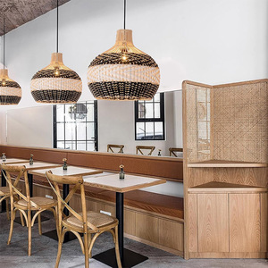 Rattan Chandelier Round E27 <b>LED</b> <b>Light</b> <b>For</b> Guesthouse Living <b>Room</b> Tea <b>Room</b> Zen Style Wabi Sabi Design Single Head Pendant Lamp - Product Image 4