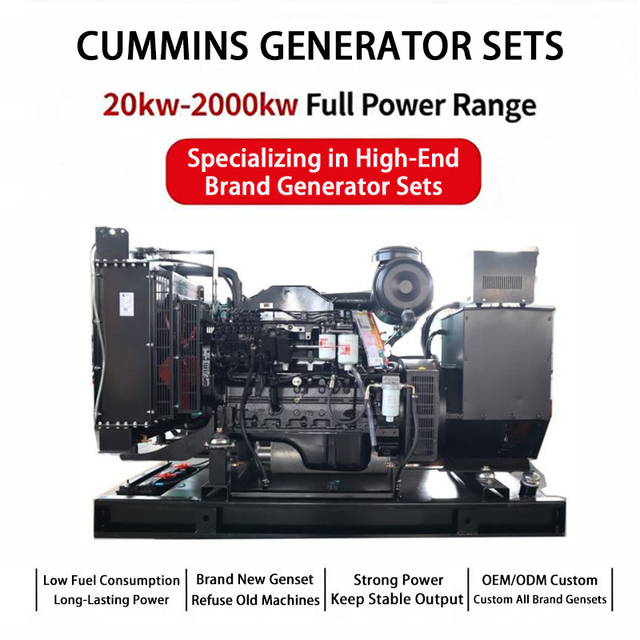 Custom Cummins Diesel Generator Set OEM 20kW-2000kW Silent Open Frame Genset for Brands Good Price