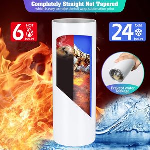 Sublimation Tumblers Bulk 30oz - Blanks Straight Skinny Tumbler White Stainless Steel Insulated Sublimation Tumblers - Product Image 5