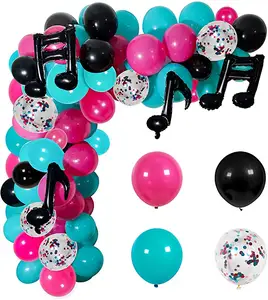 最新音乐主题派对装饰气球花环拱形套件，带音乐音符箔气球迪斯科卡拉ok生日派对用品