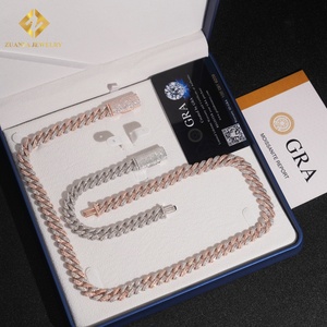 Großhandelspreis Hip-Hop Herren Kubanische Halskette Zweifarbig 925 Silber 10mm Iced Out Moissanit Kubanische Gliederkette Rock-Schmuck - Product Image 5