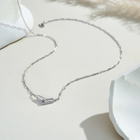 FUAMAY Collar 18K chapado en oro 925 Plata Paperclip collar delicado infinito entrelazado diamante CZ Collar para mujer