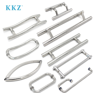 KKZモダンデザインステンレス鋼商業用木製ドアシャワーガラスプルハンドル製造研磨管状ミラードアプル - Product Image 1