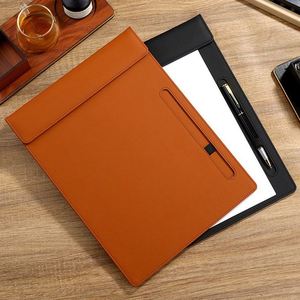A4 Leather PU <b>Clipboard</b> Pen Holder Writing Board Meeting Pad File Folder Promotional Portable Welcome Gifts Customizable Logo - Product Image 1