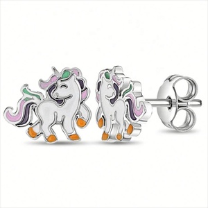 Custom Jewelry Cute Kids Jewelry Set <b>Girls</b> Enamel <b>Unicorn</b> 925 Sterling Silver Necklace&Earrings Fine Jewelry Set <b>for</b> Kids - Product Image 4