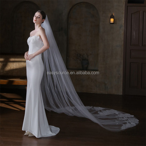 Voile de mariée long en dentelle YM202 1T, voile de mariée cathédrale avec peigne, accessoires de mariage - Product Image 3
