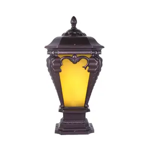 Lampadaire extérieur avec support de pilier pour cour 32W, lanterne d'allée en Bronze Antique, bon marché d'usine