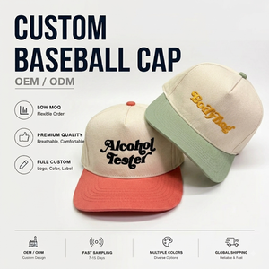 Casquette <span class=keywords><strong>de</strong></span> baseball unisexe personnalisée à 5 panneaux en <span class=keywords><strong>toile</strong></span> <span class=keywords><strong>de</strong></span> coton structurée avec logo brodé en 3D et casquette trucker bicolore à pois - Product Image 1