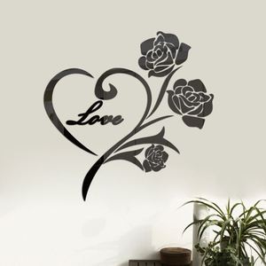 Panneau mural miroir en forme de cœur 3D, rose, 450 mm, miroir auto-adhésif, décoration pour la maison, l'hôtel et les mariages - Product Image 4
