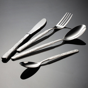 Set di posate in acciaio inossidabile 304 martellato con Texture di pietra manico coltello forchetta cucchiaio ristorante Hotel <span class=keywords><strong>argenteria</strong></span> - Product Image 2