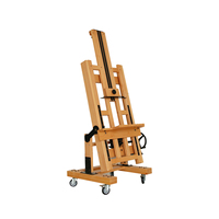 Chevalet de peinture professionnel en bois de hêtre à double bascule réglable à la main, grand modèle, avec quatre roues