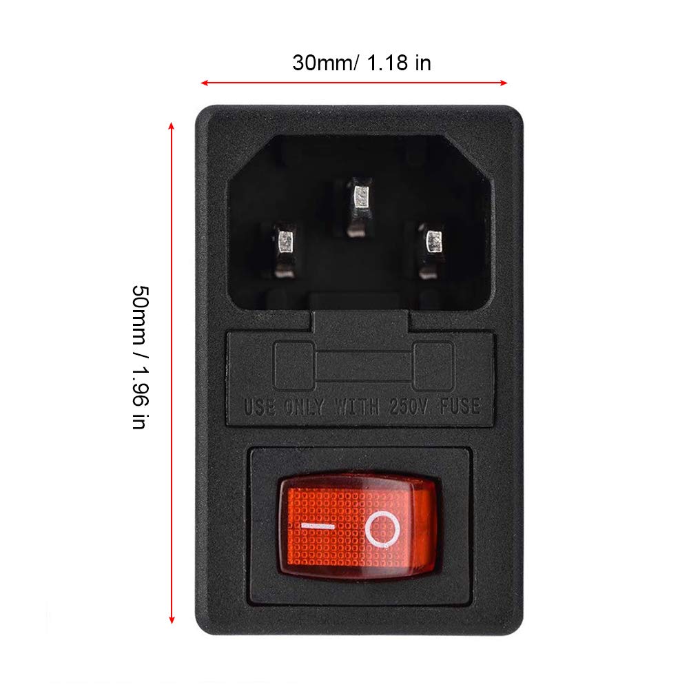 10A 220V 110V Rocker Power Socket Inlet Module U Type Plug Adapter With A Fuse For 3D Printer