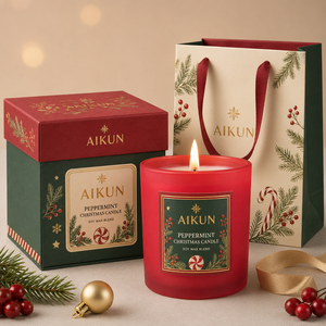 AIKUN Custom Private Label Luxury Soy Wax <b>Candles</b> Christmas Festival <b>Red</b> Glass Scented <b>Candle</b> with Gift Box for Holiday - Product Image 3