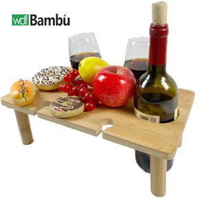 Nhà Máy Bán Buôn OEM/ODM KD Xách Tay Trẻ Em Meja Gấp Cắm Trại Với Người Giữ Cốc Bằng Gỗ Thấp Tre Dã Ngoại Bảng Cho Ngoài Trời - Product Image 1